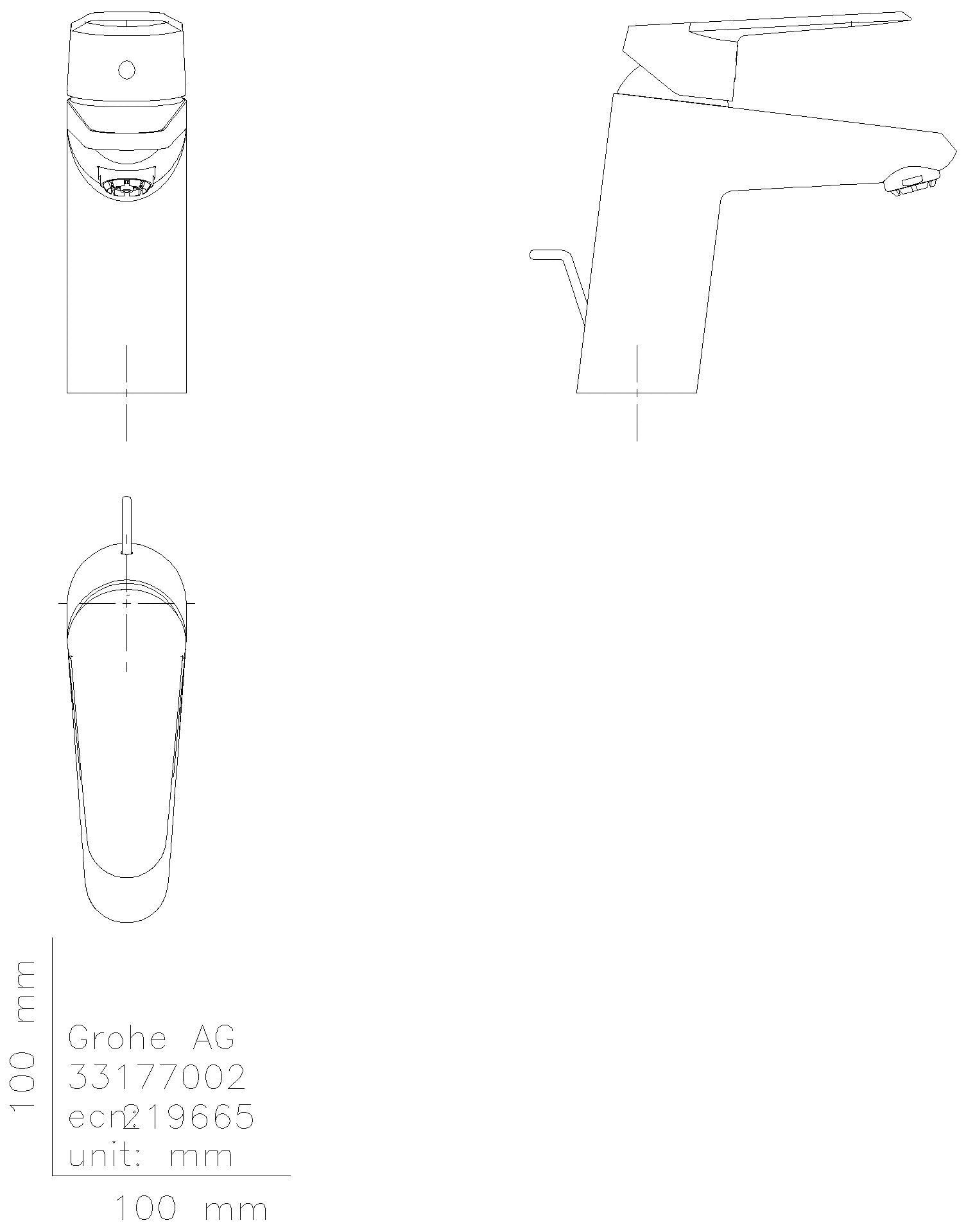 GROHE EH-WT-Batterie Eurodisc C 33177_2 Niederdruck Zugstangen-Ablaufgrt. chrom