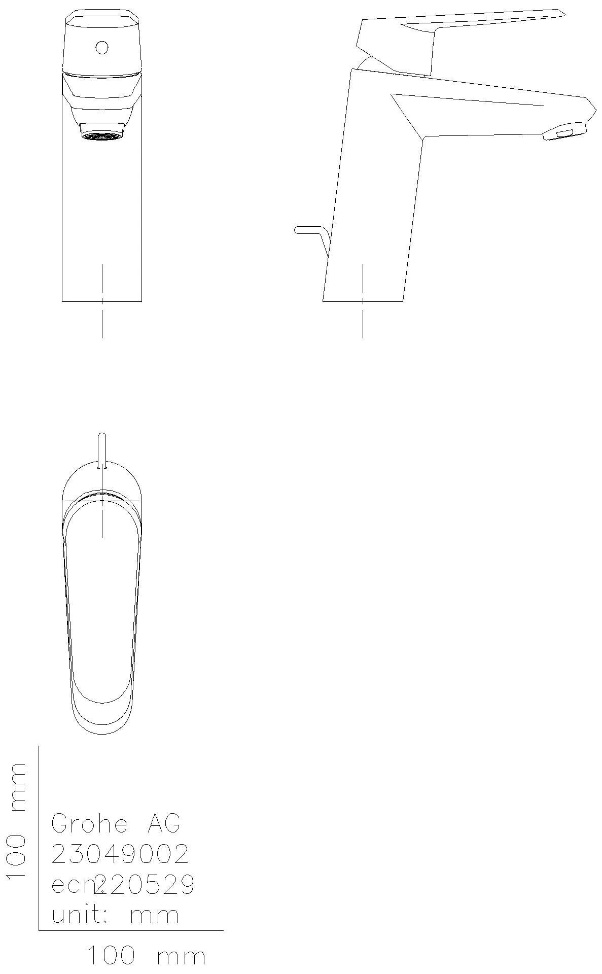 GROHE EH-WT-Batterie Eurodisc C 23049_2 28mm Kartusche Zugstangen-Abl.grt. chrom
