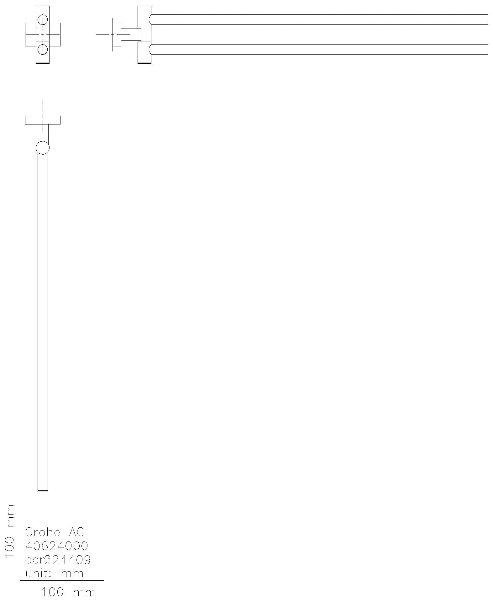 GROHE Handtuchhalter Essentials Cube 40624_1 2-armig 439mm hard graphite geb.