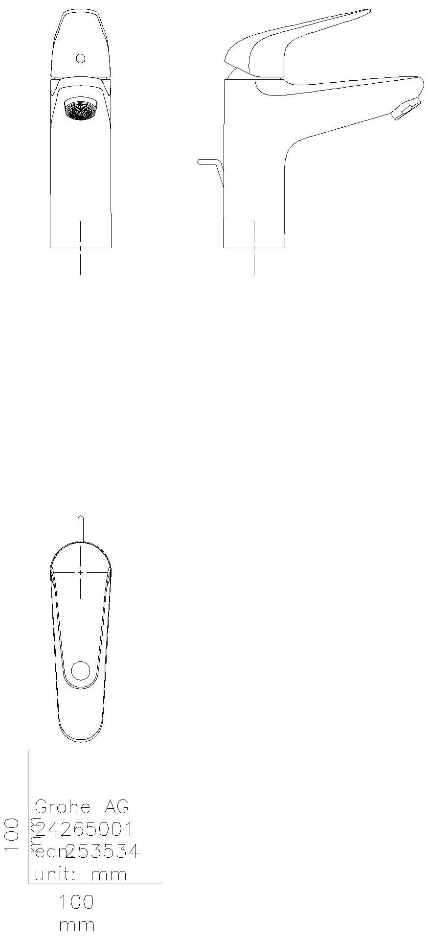 GROHE EH-WT-Batterie Euroeco 24265_1 M-Size Zugstangen-Ablaufgarnitur chrom