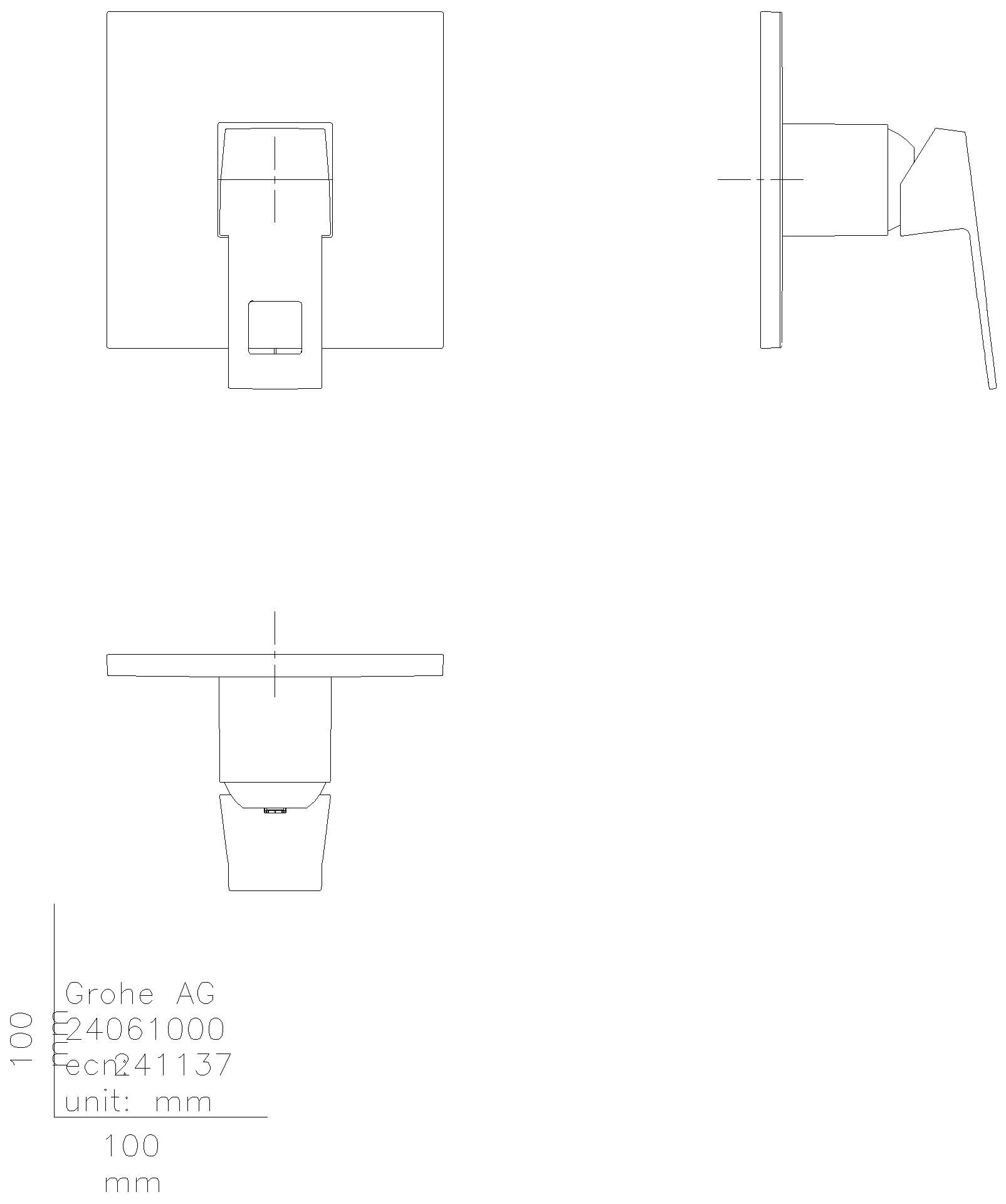 GROHE EH-Brausebatterie Eurocube 24061 FMS für 35604 hard graphite gebürstet