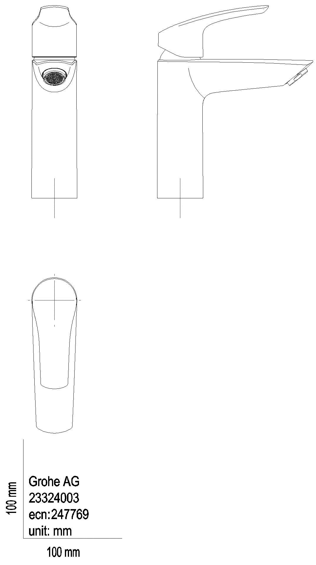 GROHE EH-WT-Batterie Eurosmart 23395_3 M-Size MST kalt glatter Körper chrom