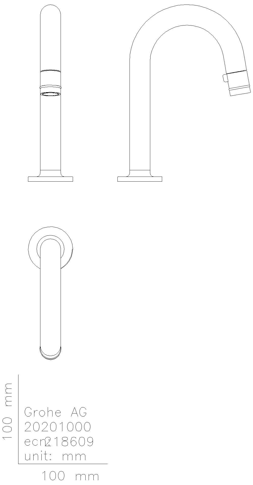 GROHE Universal Waschtisch-Standventil 20201 C-Auslauf hard graphite gebürstet