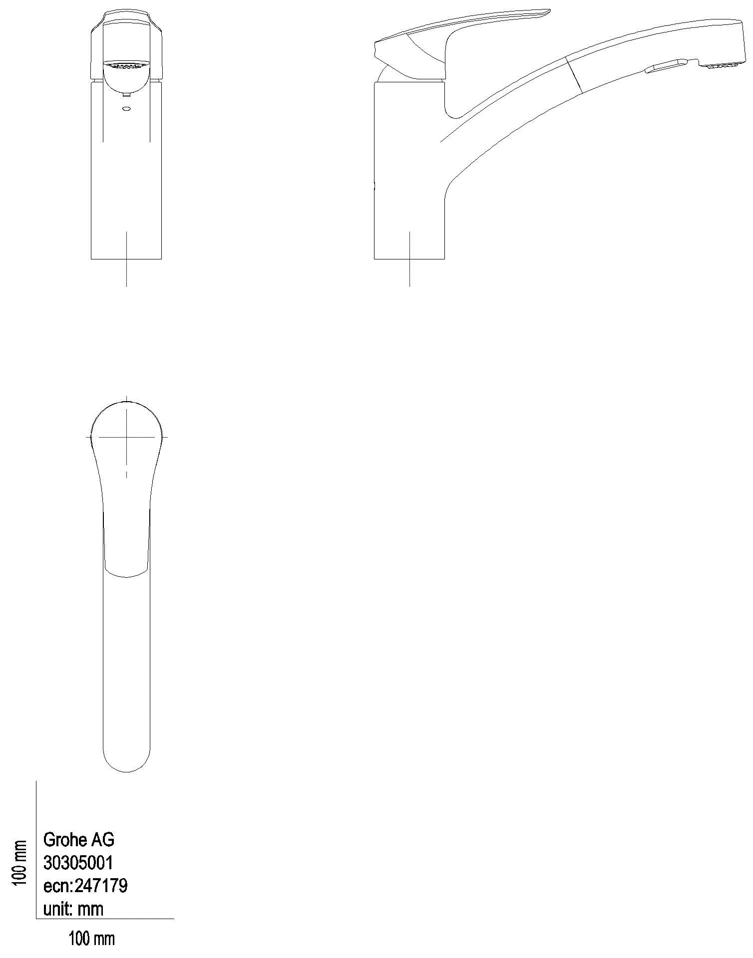 GROHE - GROHE EH-SPT-Batterie Eurosmart 30305_1 fl. Auslauf azb. Dual-Spülbrause chrom