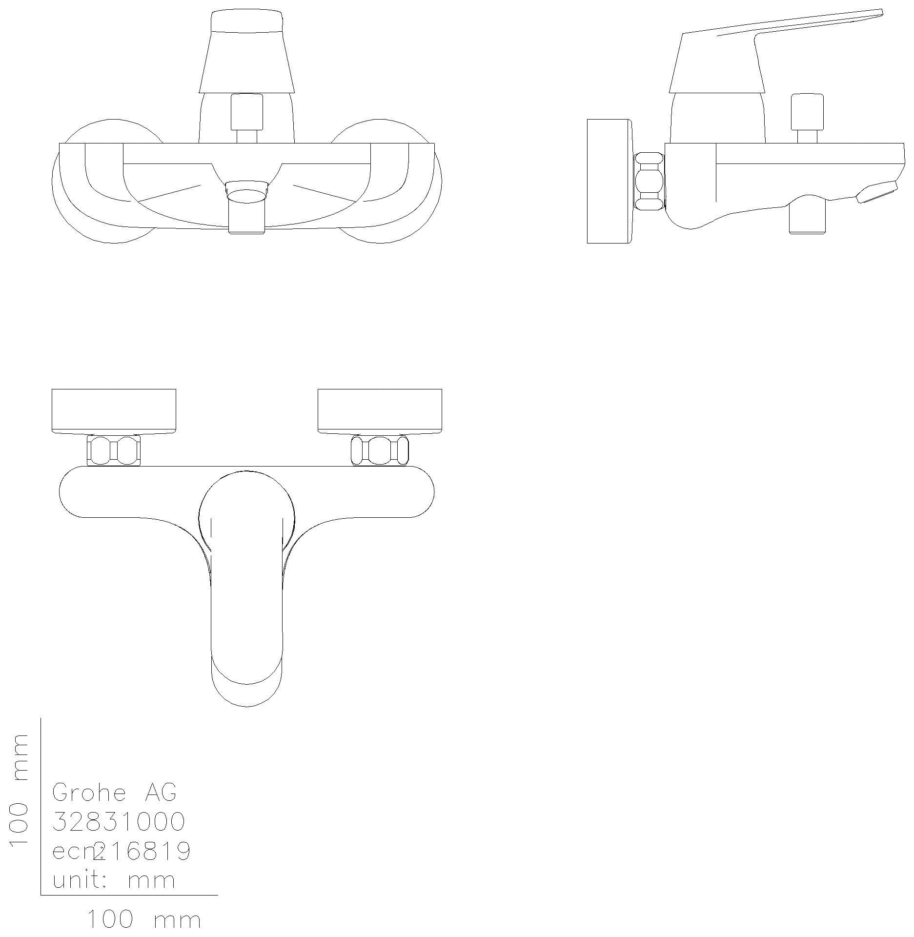 GROHE Einhand-Wannenbatterie Eurosmart C 32831 DN15 Wandmontage chrom