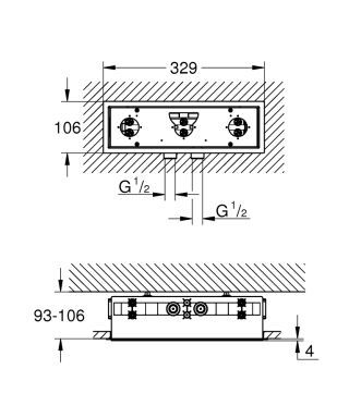 GROHE Rainshower Aqua Rohbau-Set für Deckenbrausen GROHE - GROHE Rainshower Aqua Rohbau-Set für Deckenbrausen (HAN: 26739000)