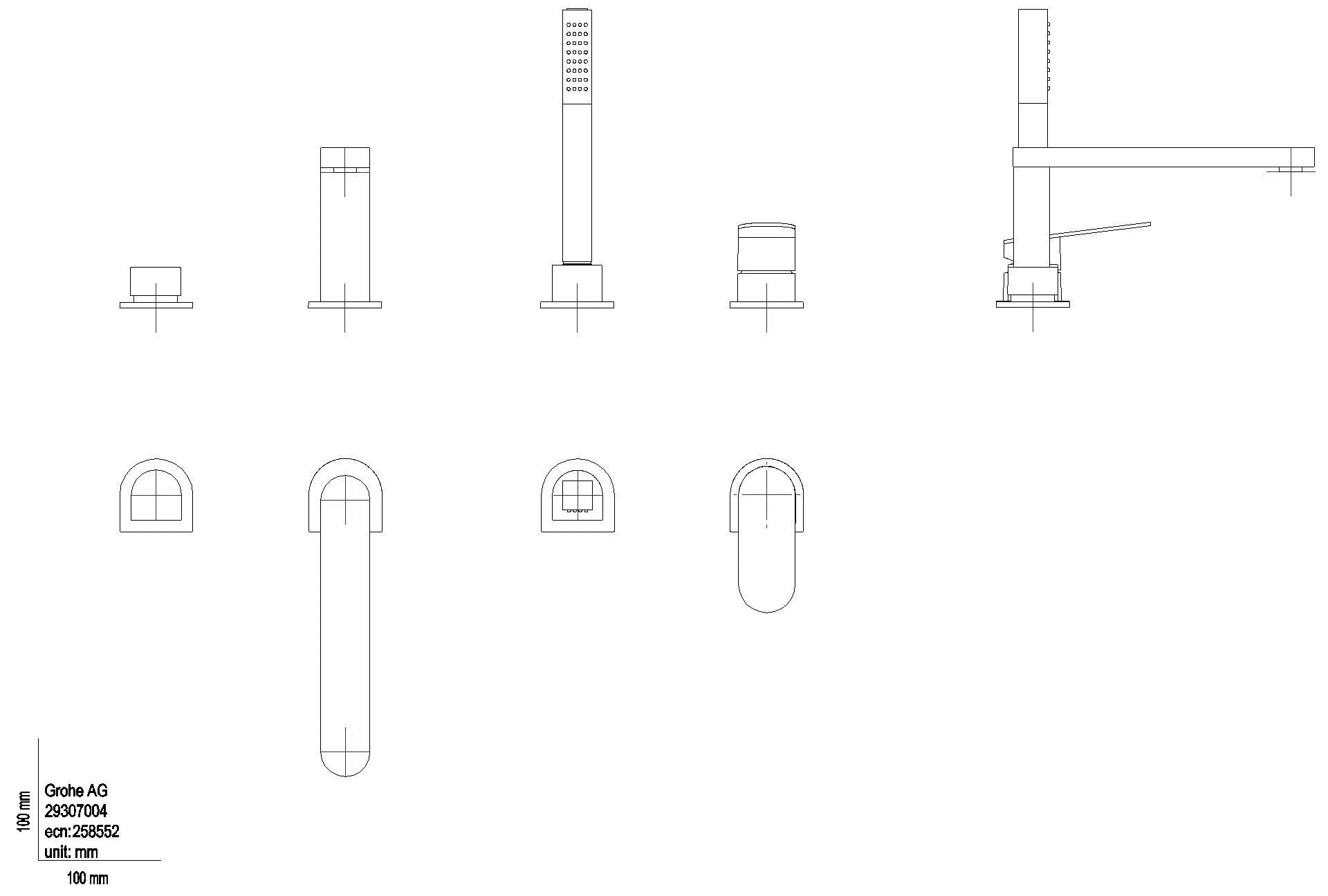 GROHE 4-Loch-EH-Wannenkombination Plus 29307_4 Brauseset Euphoria Cube chrom