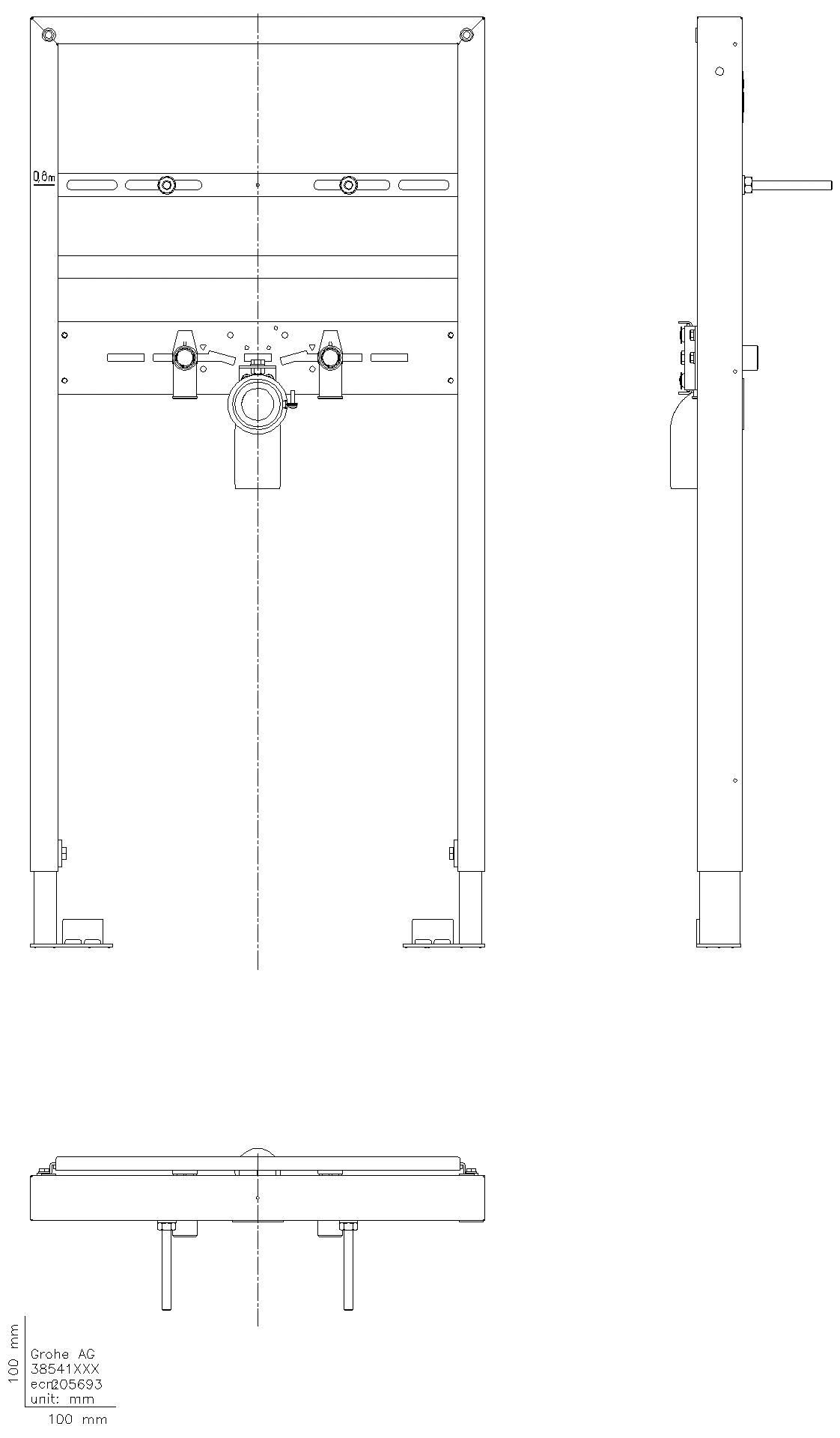 GROHE Waschtisch-Element Rapid SL 38541 für Einlochbatterie Bauhöhe 1,00m