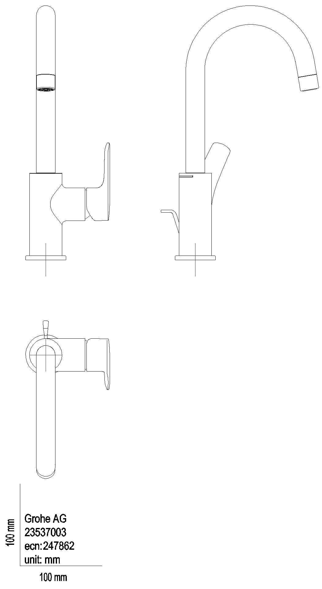 GROHE EH-WT-Batterie Eurosmart 23537_3 L-Size Zugstangen-Ablaufgarnitur chrom