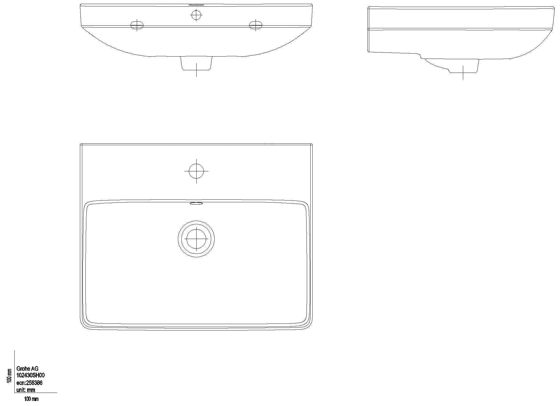 GROHE Waschtisch Euro Keramik 102430 55cm 1 Hahnloch mit Überlauf alpinweiß