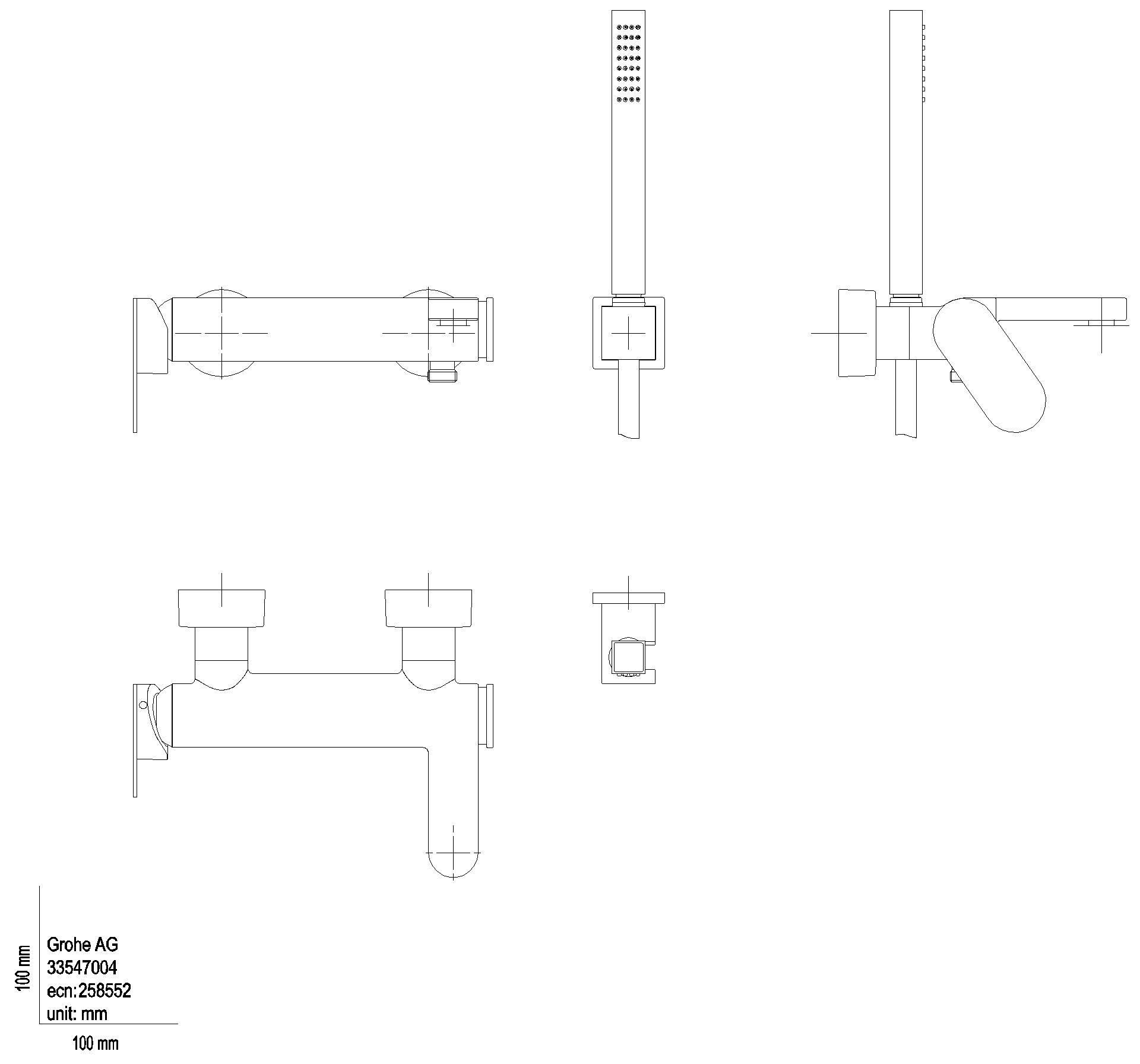 GROHE - GROHE EH-Wannenbatterie Plus 33547_4 mit Euphoria Cube Stick Brausegarnitur chrom