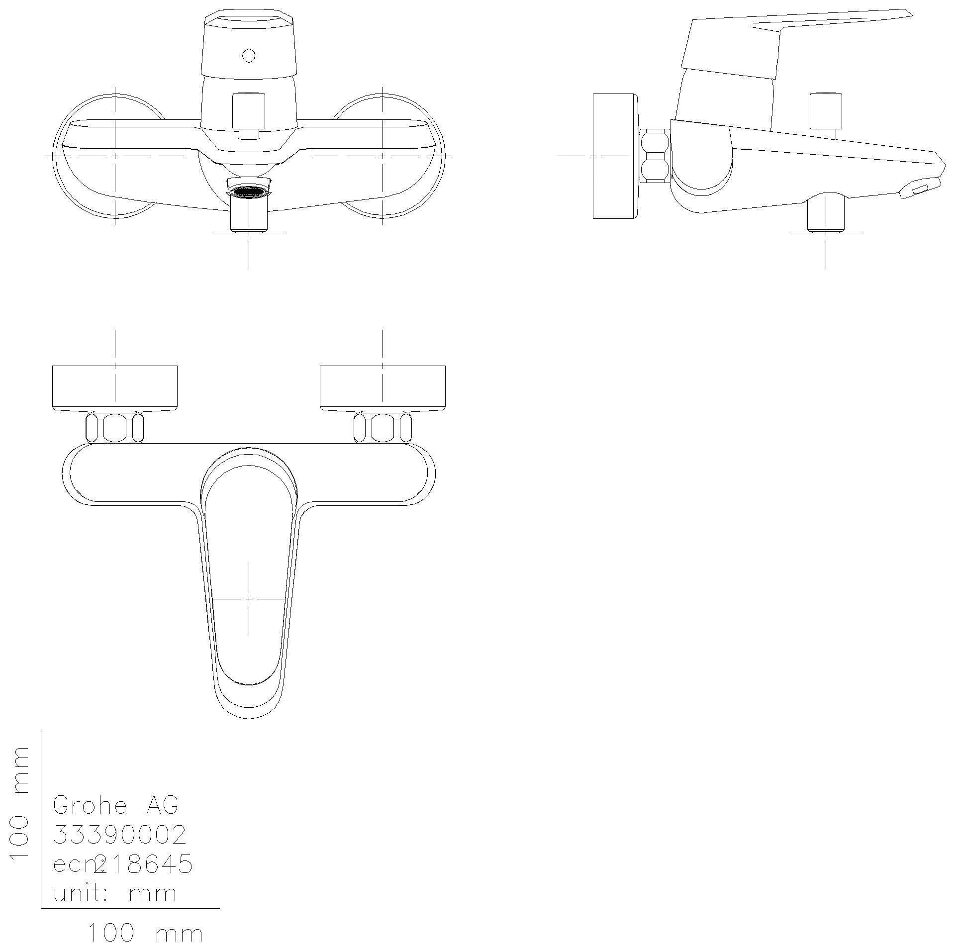 GROHE Einhand-Wannenbatterie Eurodisc C 33390_2 Wandmontage eigensicher chrom