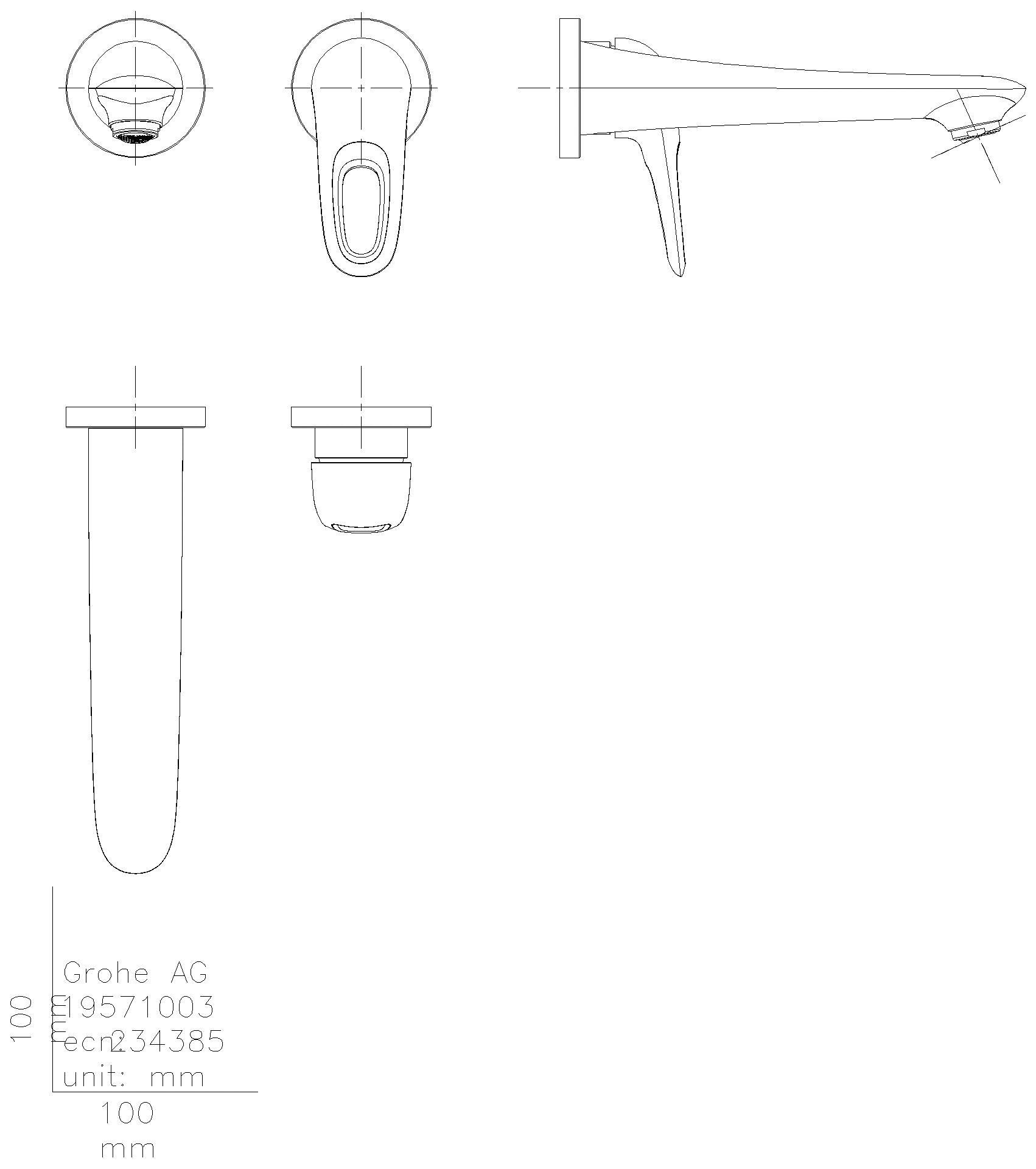 GROHE 2-Loch-WT-Wandbatterie Eurostyle 19571_3 Fertigmontageset chrom