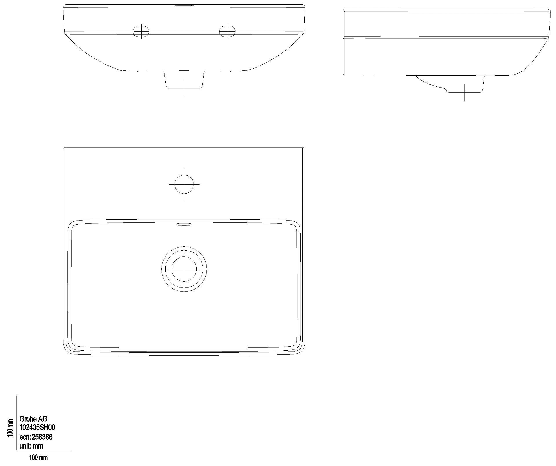 GROHE Handwaschbecken EuroKeramik 102435 45cm 1 Hahnloch mit Überlauf alpinweiß