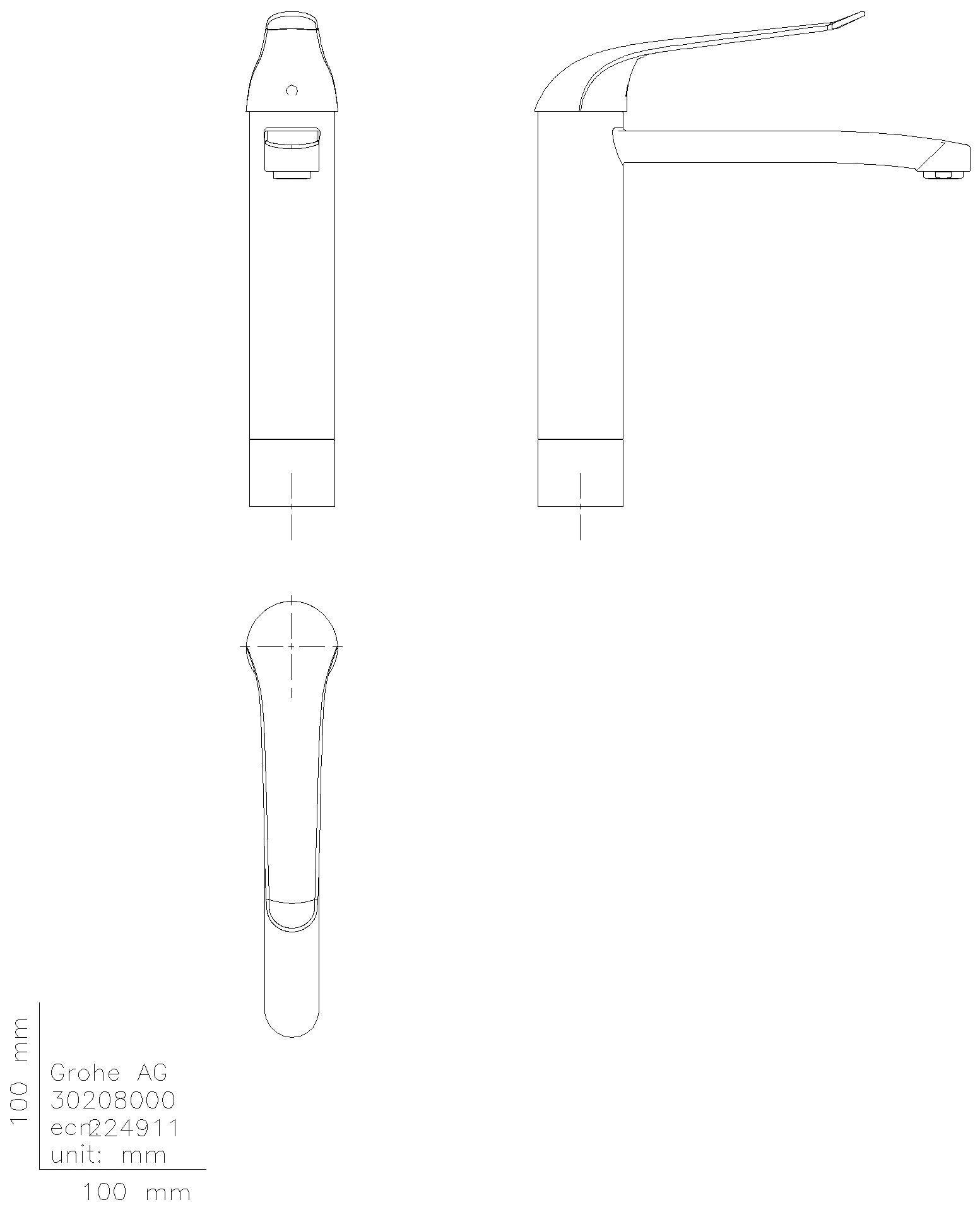 GROHE EH-WT-Batterie Euroeco Special 30208 mittelhoch mit 4 cm Sockel chrom