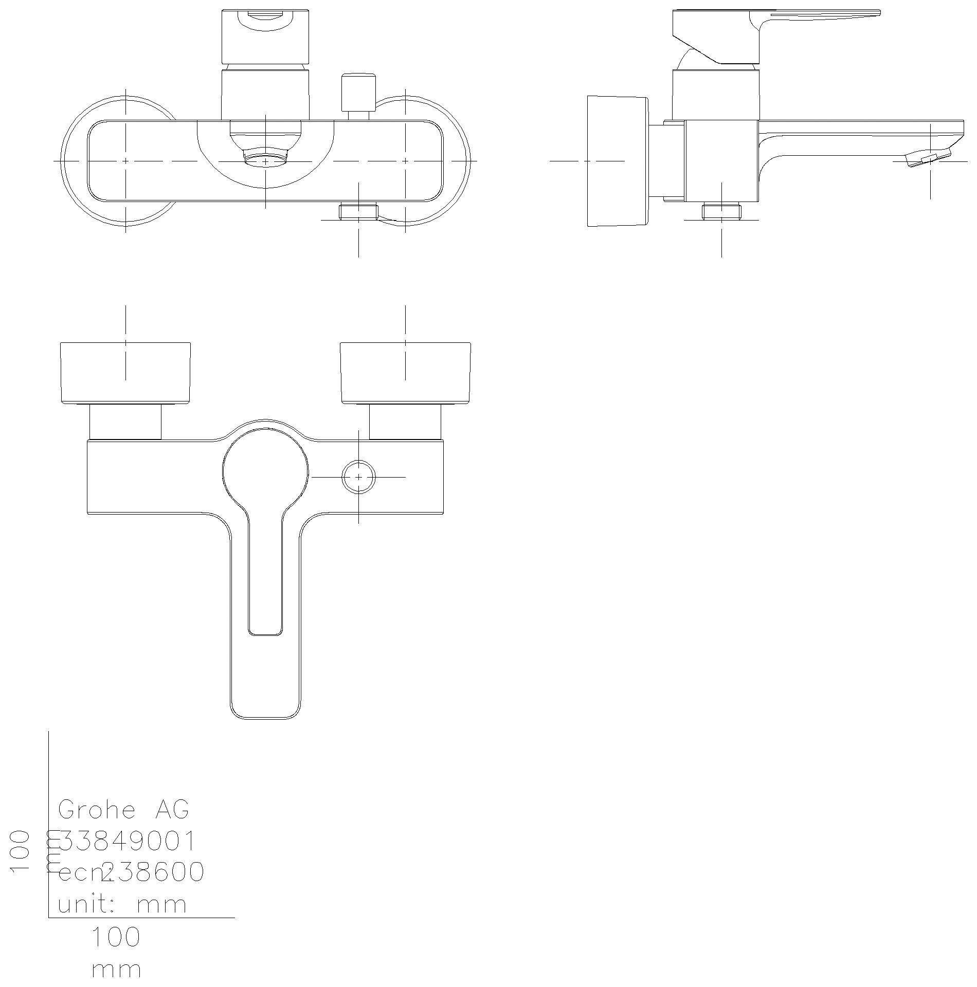 GROHE EH-Wannenbatterie Lineare 33849_1 Wandmontage chrom