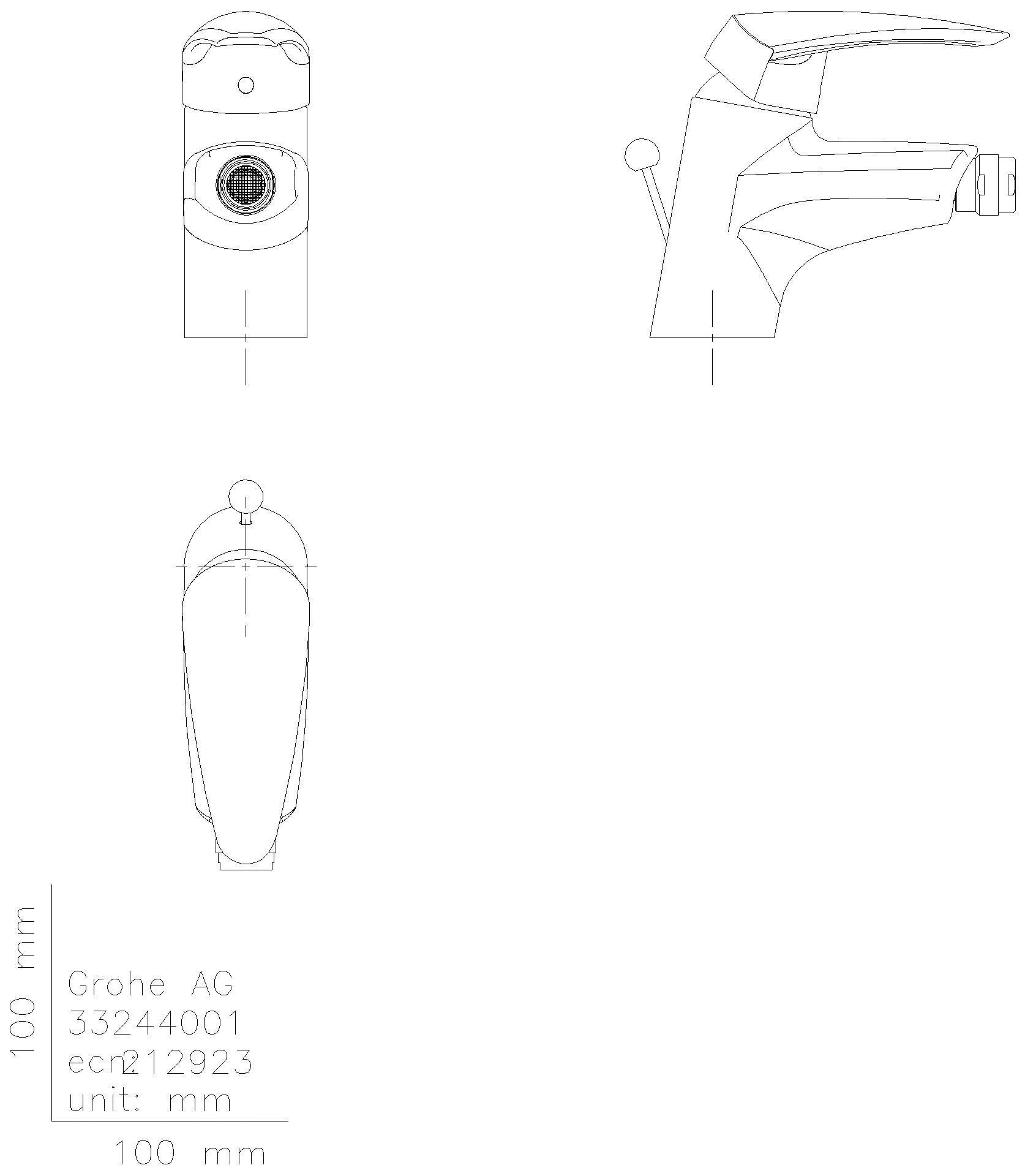 GROHE Einhand-Bidetbatterie Eurodisc C 33244_2 Zugstangen-Ablaufgarnitur chrom