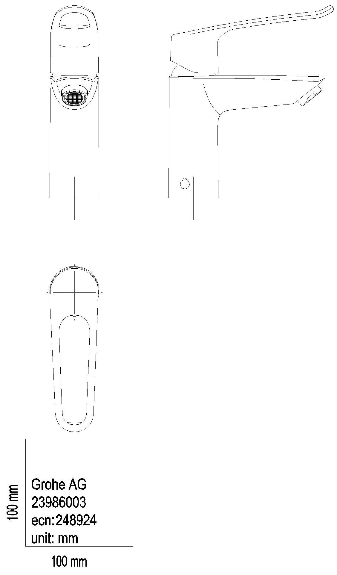 GROHE EH-WT-Batterie Eurosmart 23986_3 S-Size Verbrühschutz offener Hebel chrom