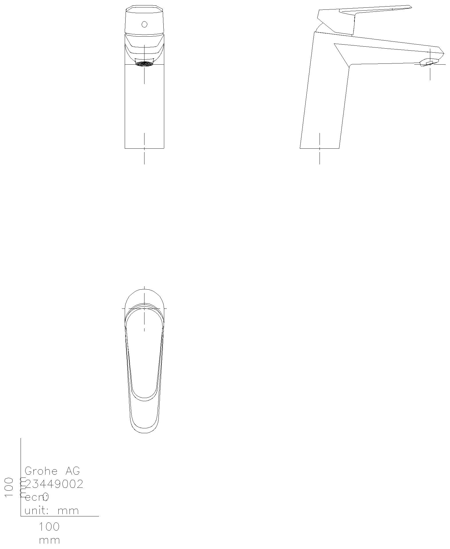 GROHE EH-WT-Batterie Eurodisc C 23449_2 mittelhohe Ausführ. glatter Körper chrom
