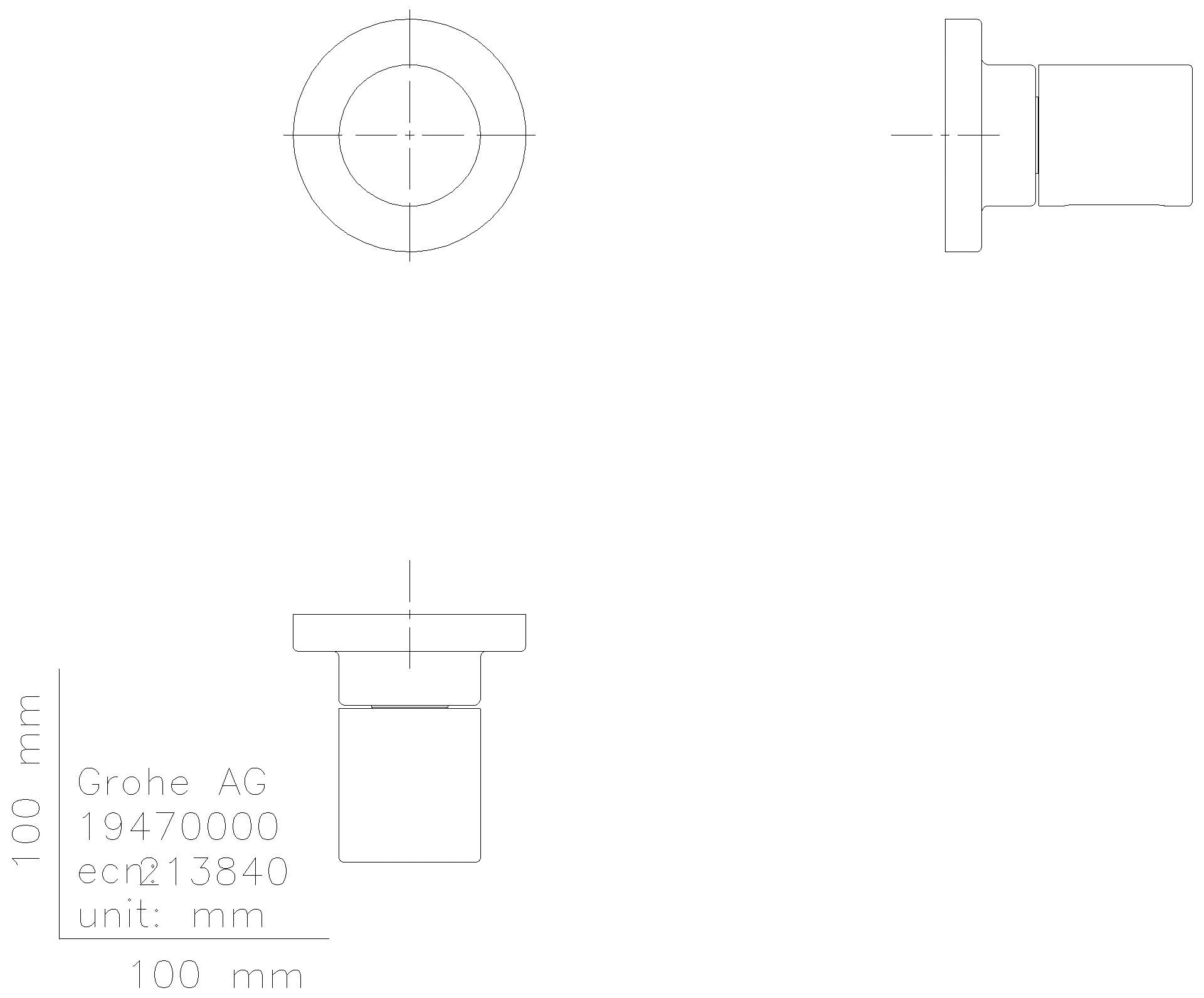 GROHE UP-Ventil Oberbau Grohtherm 3000 C 19470 Einbautiefe: 28-80mm chrom