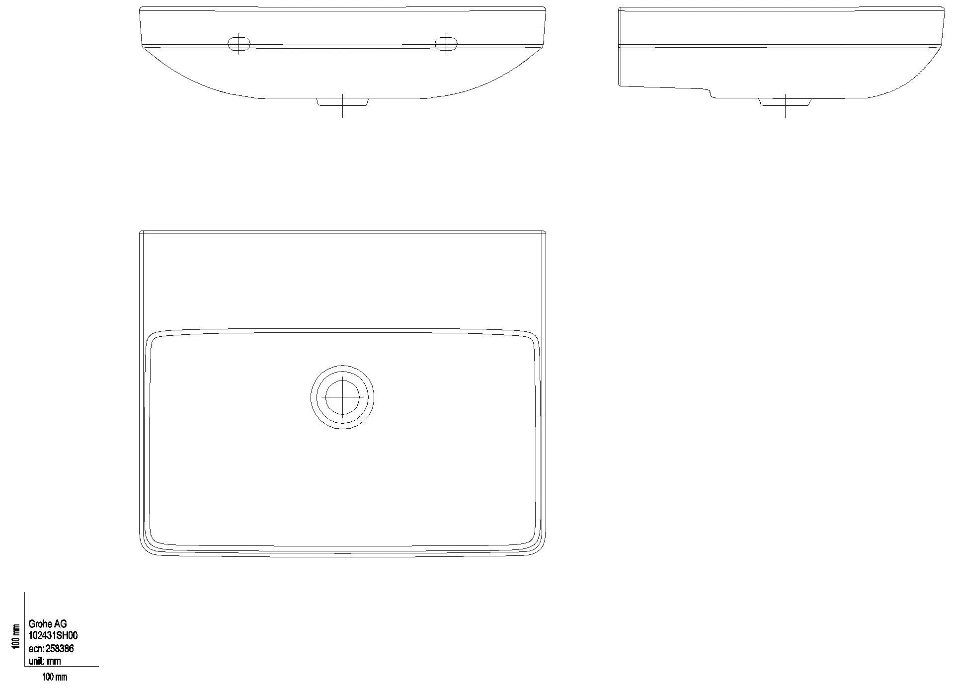 GROHE Waschtisch Euro Keramik 102431 55cm ohne Hahnloch/Überlauf alpinweiß