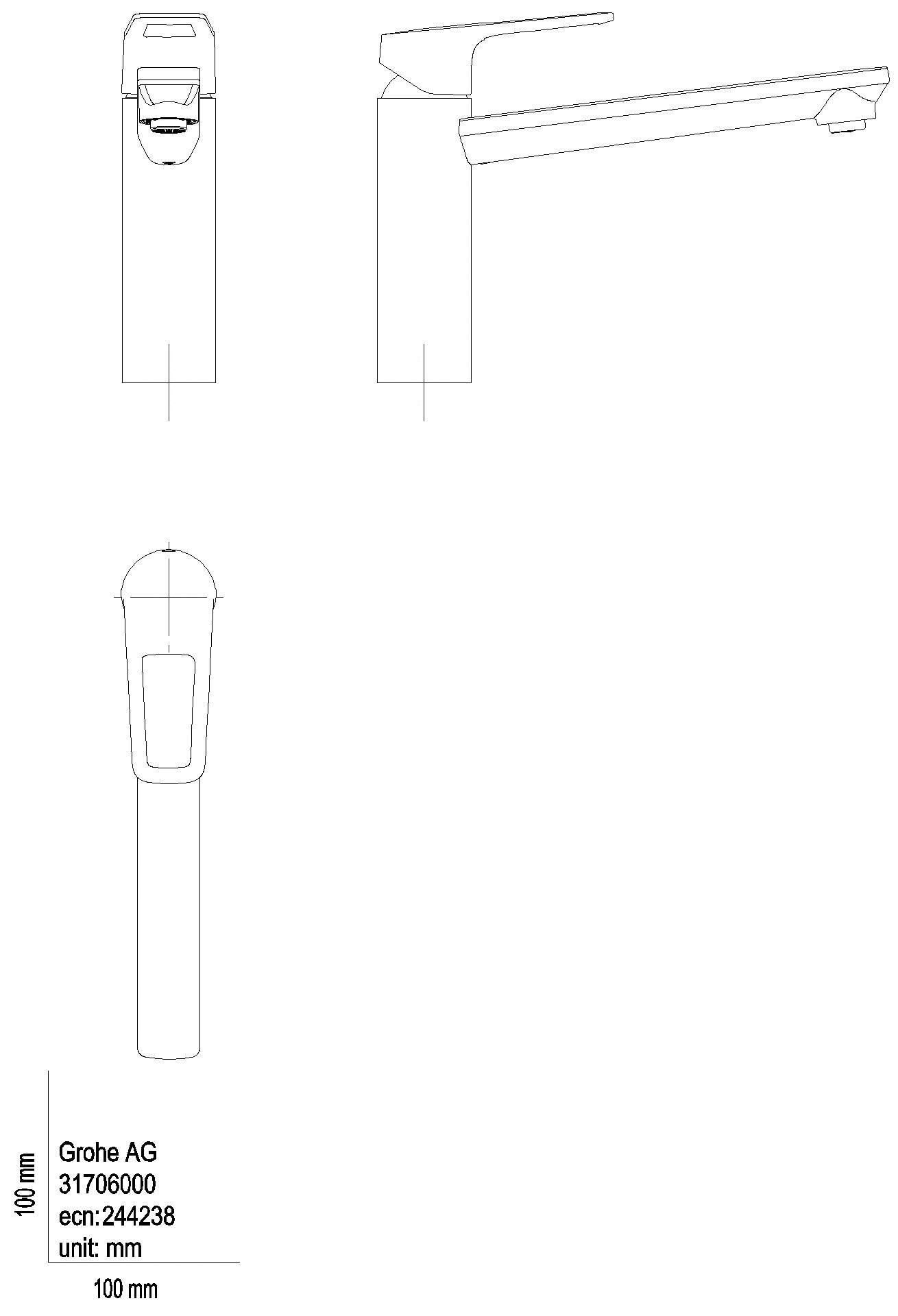 GROHE EH-Spültischbatterie BauLoop 31706 mittelhoher Auslauf chrom