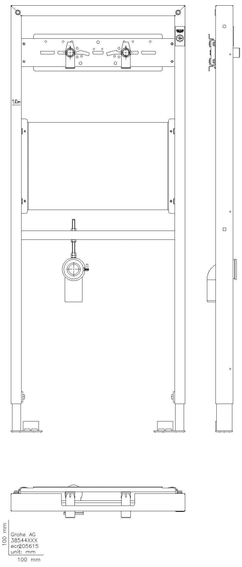 GROHE Ausguss-Element Rapid SL 38544 Ständerwand oder Vorwand Bauhöhe 1,30m