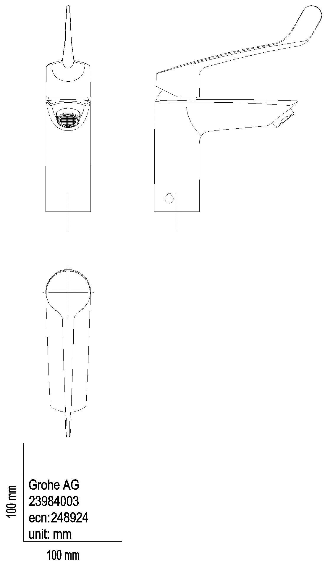 GROHE EH-WT-Batterie Eurosmart 23984_3 S-Size Verbrühschutz langer Hebel chrom
