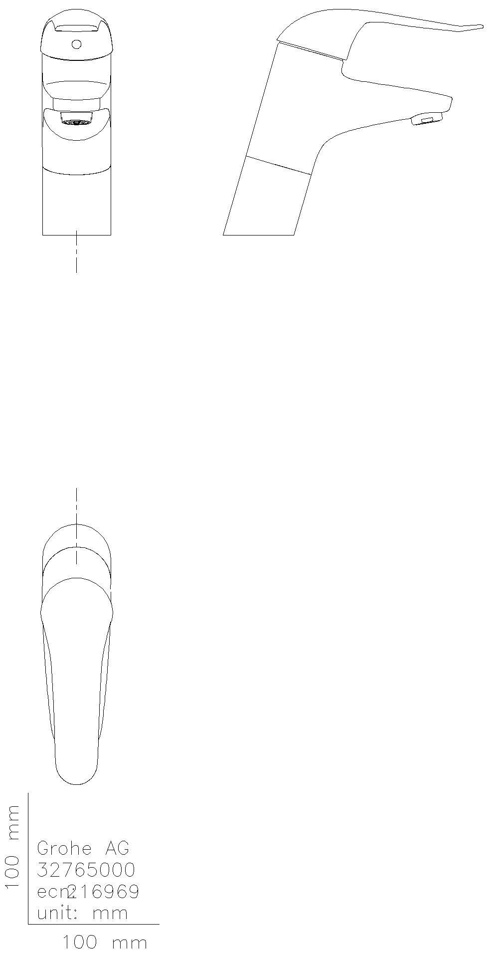 GROHE EH-WT-Batterie Euroeco Special 32765 hohe Ausführung glatter Körper chrom