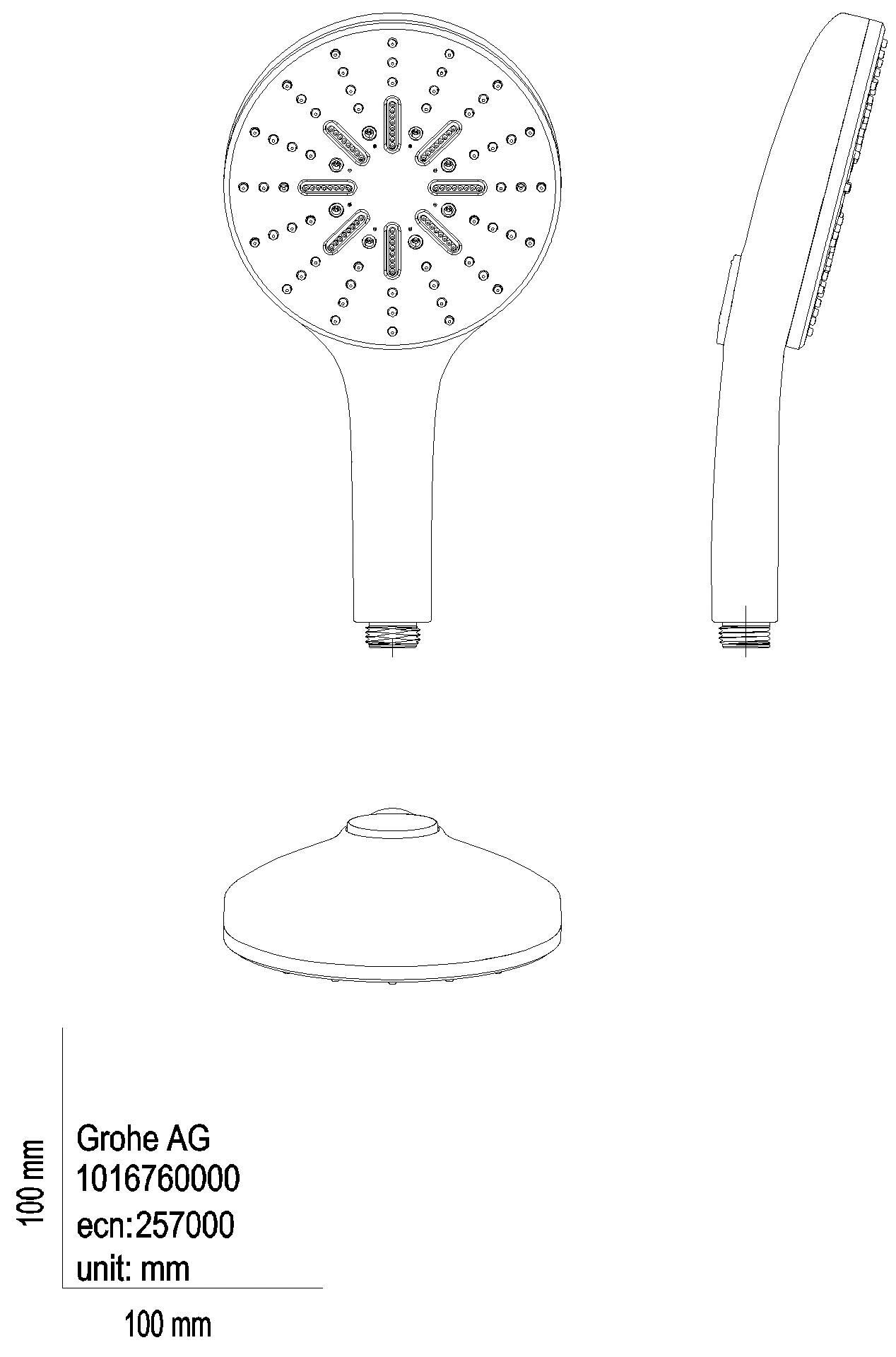 GROHE Handbrause Rainshower Aqua 101676 3 Strahlarten 8.5 l/min schwarz/chrom