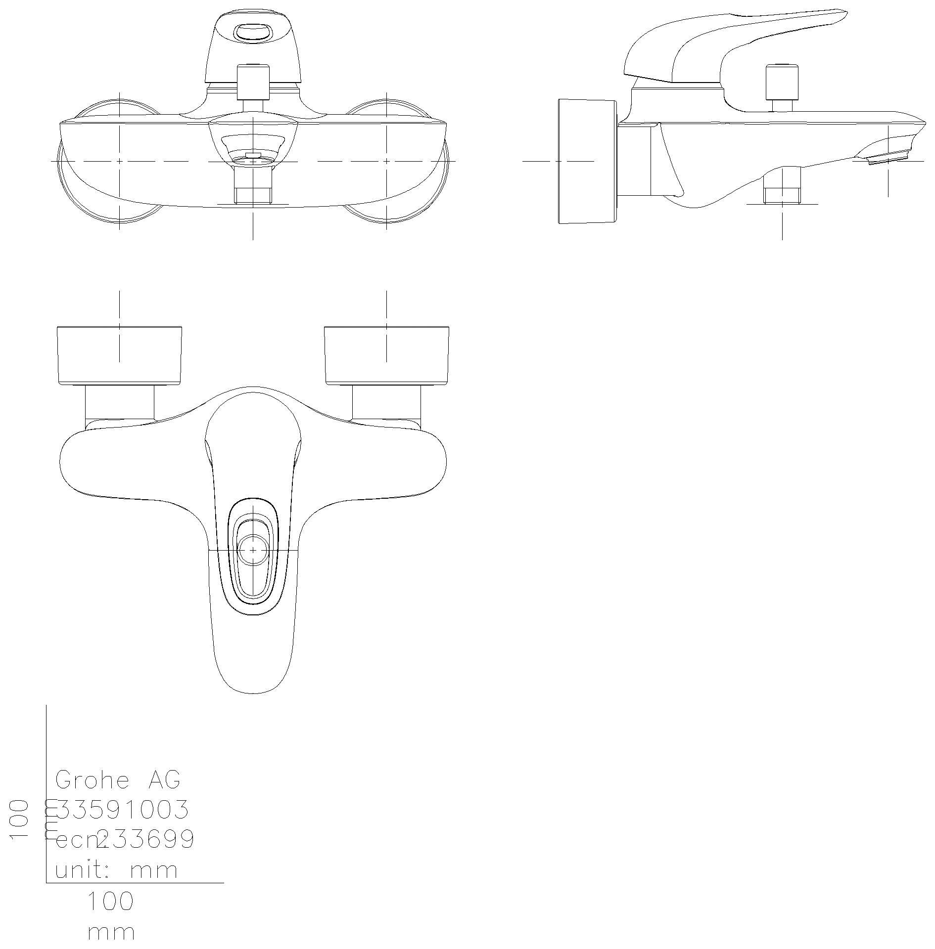 GROHE EH-Wannenbatterie Eurostyle 33591_3 Wandmontage chrom