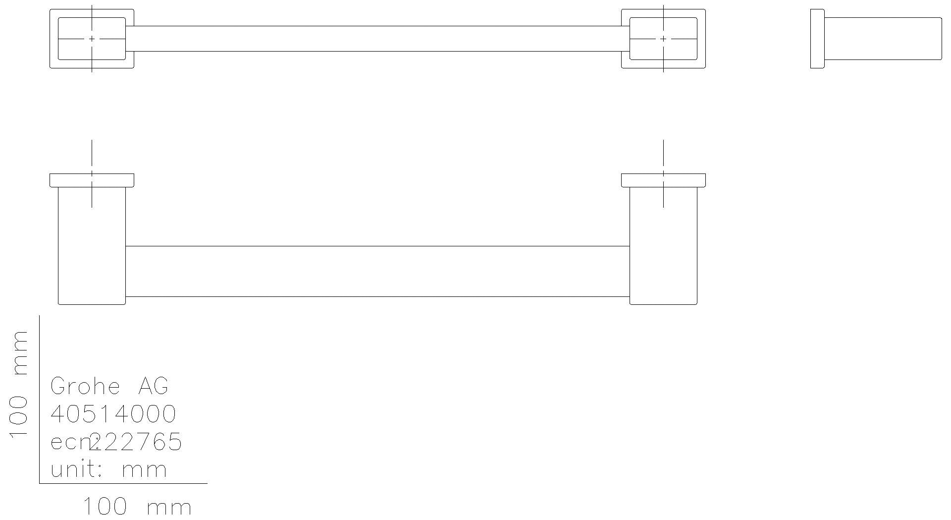 GROHE Wannengriff Essentials Cube 40514_1 340mm Metall hard graphite geb.