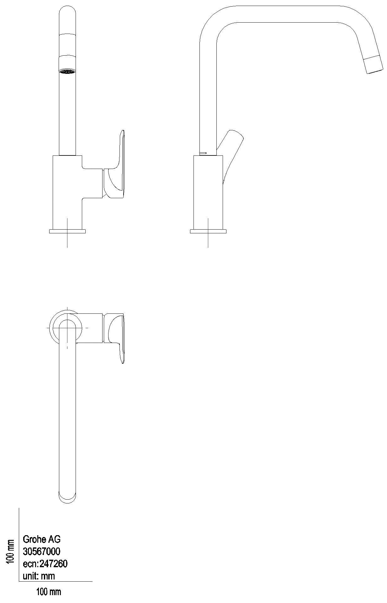 GROHE - GROHE EH-SPT-Batterie Eurosmart 30567 hoher Auslauf supersteel