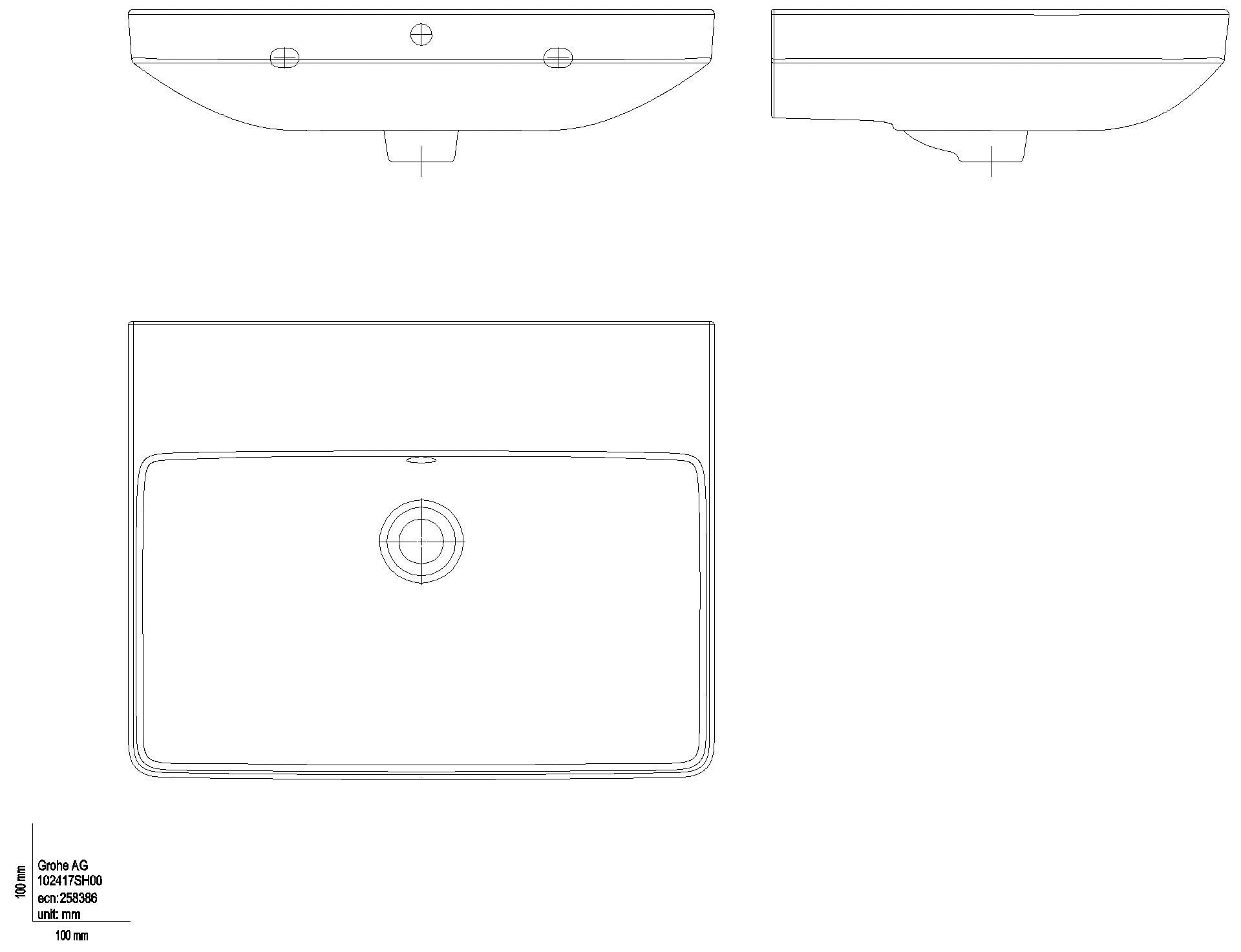 GROHE Waschtisch Euro Keramik 102417 60cm ohne Hahnloch m. Überlauf alpinweiß