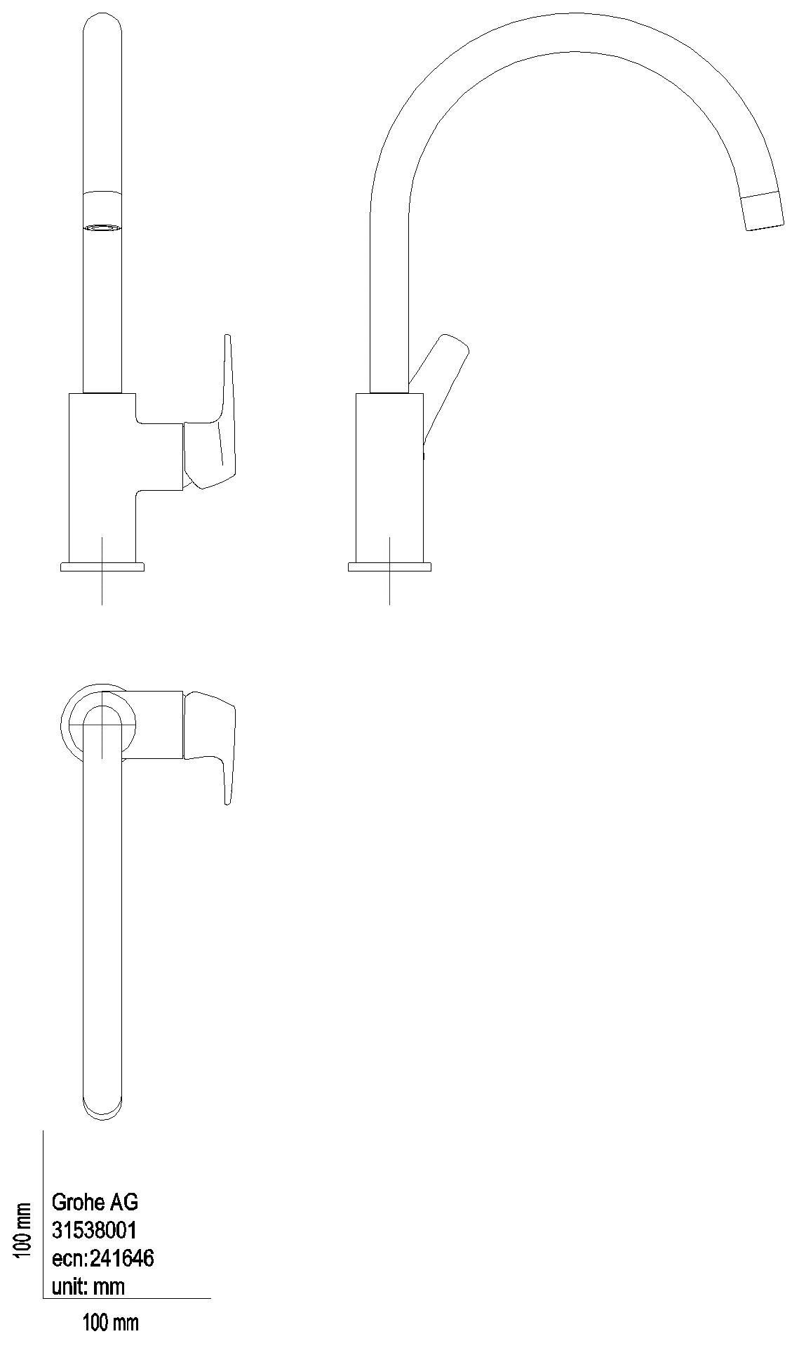 GROHE Einhand-Spültischbatterie BauFlow 31538_1 hoher Auslauf chrom