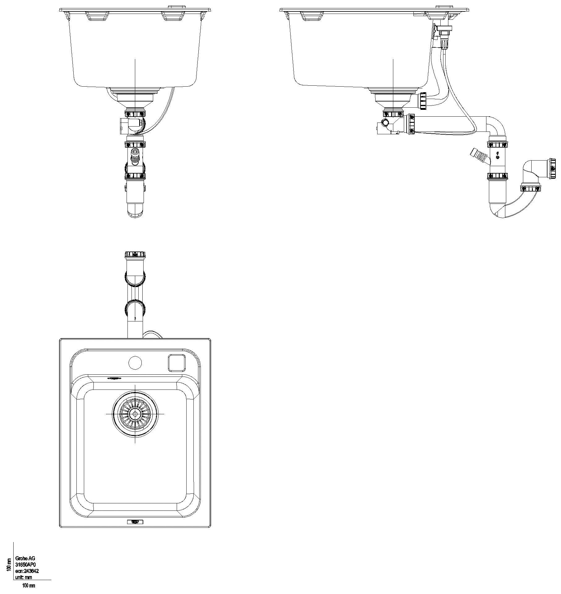 GROHE Kompositspüle K700 31650 1 Becken 400x500mm granit schwarz