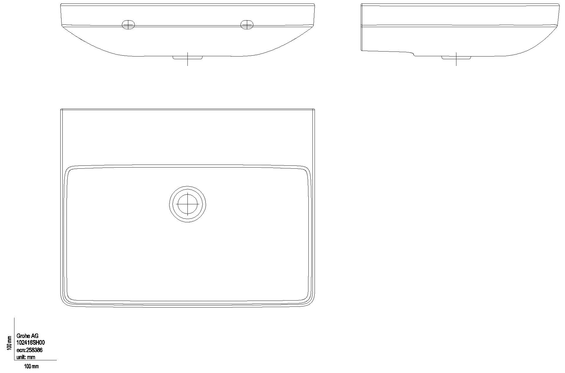 GROHE Waschtisch Euro Keramik 102416 60cm ohne Hahnloch/Überlauf alpinweiß
