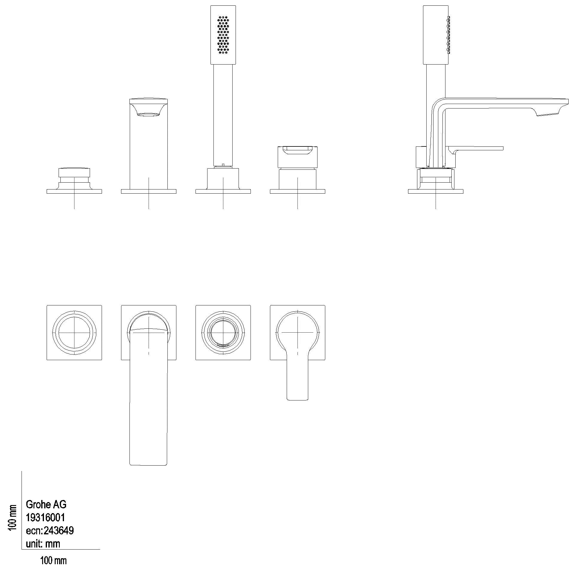 GROHE 4-Loch-EH-Wannenbatterie Allure 19316_1 Oberbau warm sunset gebürstet