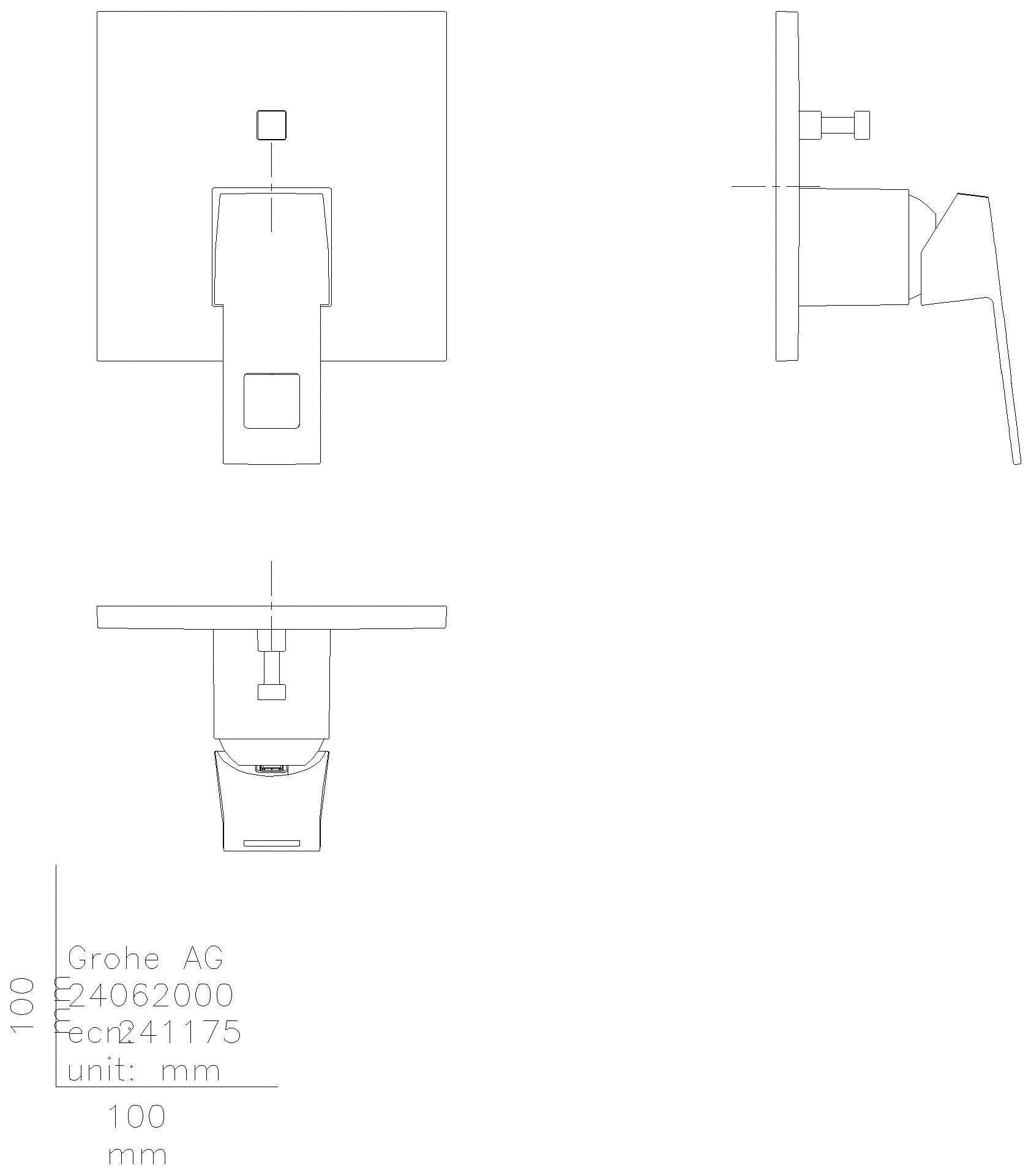 GROHE EH-Wannenbatterie Eurocube 24062 FMS für 35604 hard graphite gebürstet