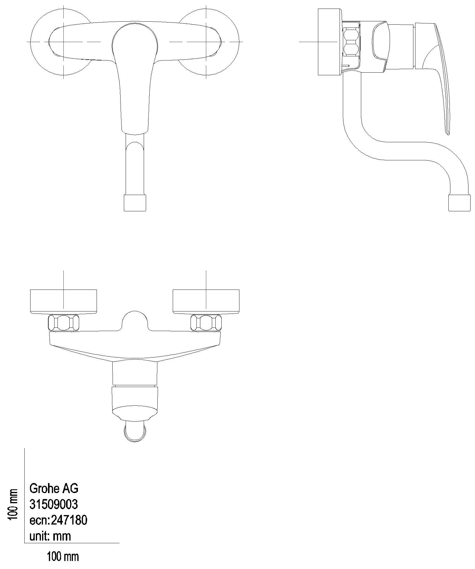 GROHE EH-SPT-Batterie Eurosmart 31509_3 Wandmontage Ausld. 150mm chrom