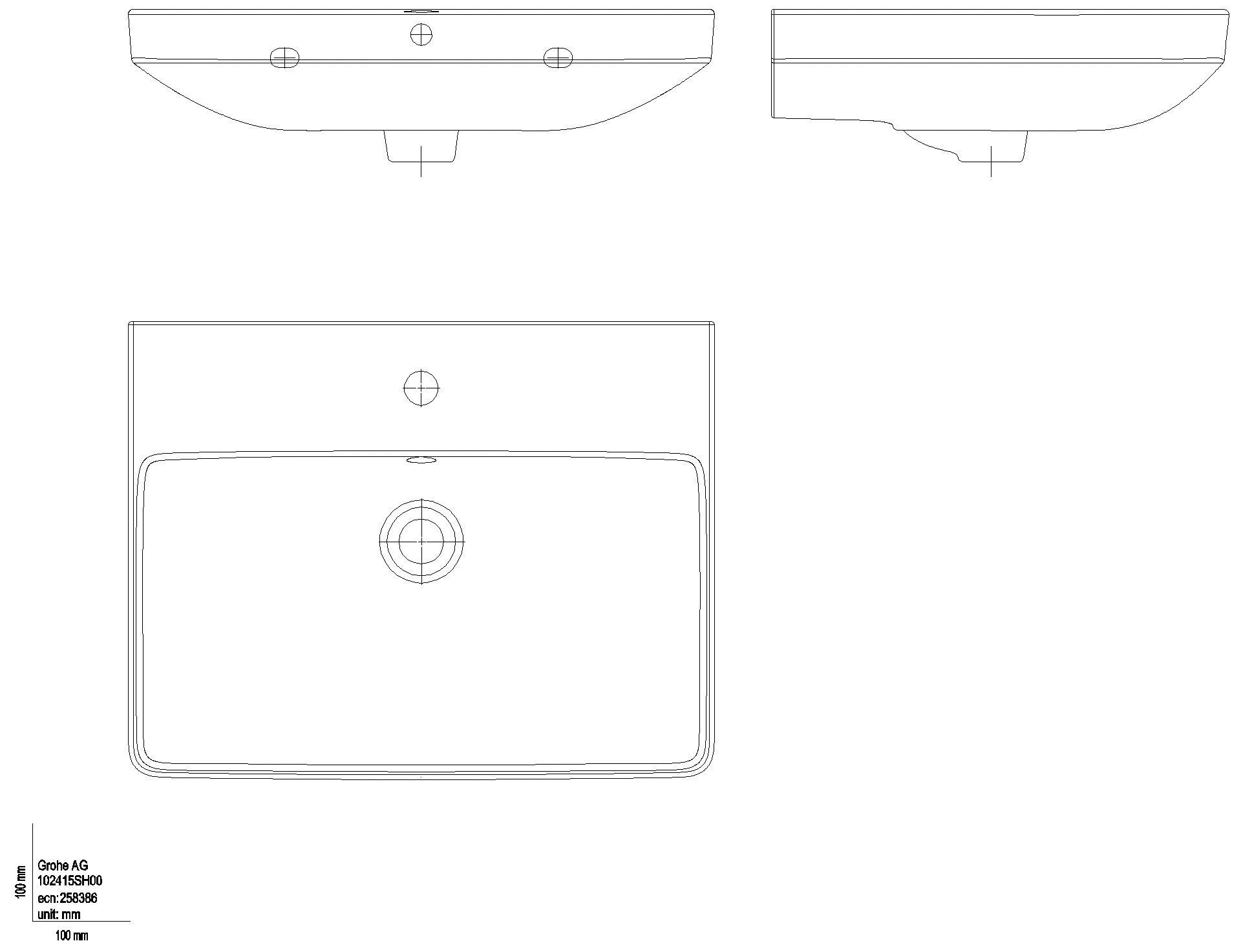 GROHE Waschtisch Euro Keramik 102415 60cm 1 Hahnloch mit Überlauf alpinweiß