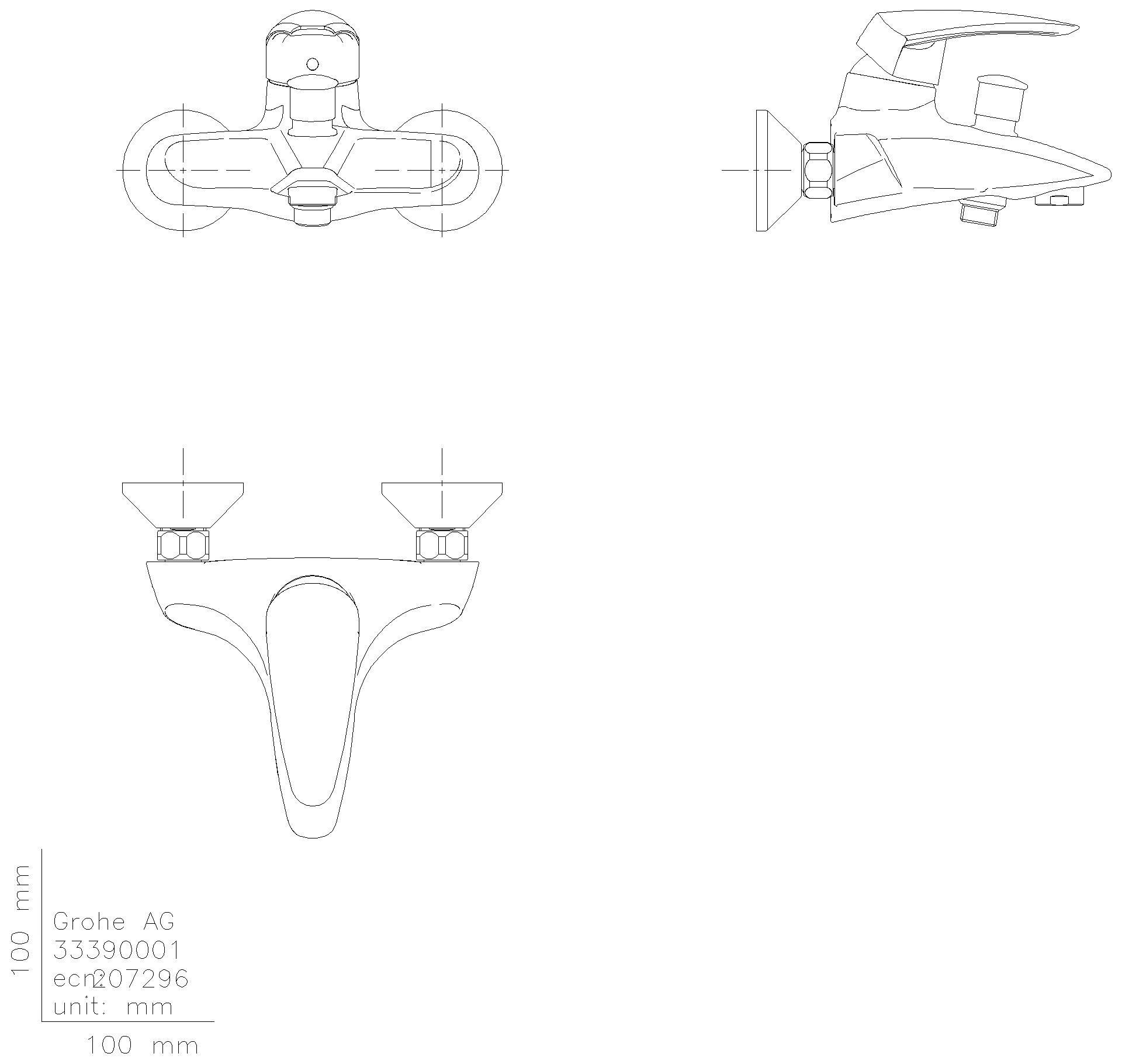 GROHE EH-Wannenbatterie Eurodisc C 33390_2 Wandmontage eigensicher chrom