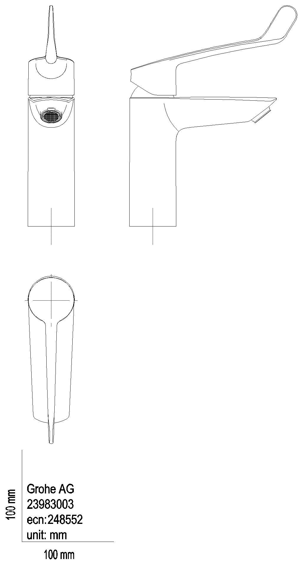 GROHE - GROHE EH-WT-Batterie Eurosmart 23983_3 M-Size langer Hebel PO-Ablaugrt. chrom