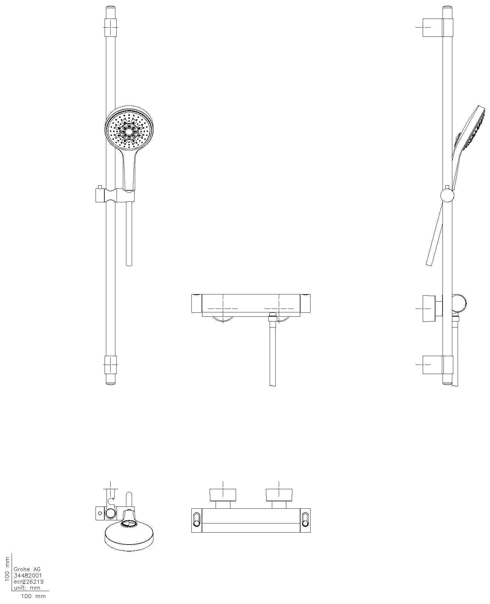 GROHE THM-Brausebatterie Grohtherm 2000 34482_1 mit Brausegrt. Power&Soul chrom