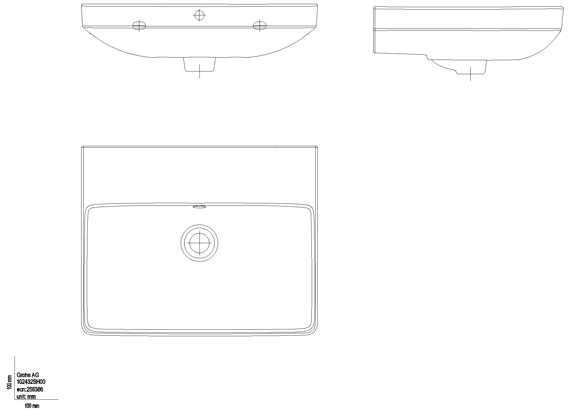 GROHE Waschtisch Euro Keramik 102432 55cm ohne Hahnloch m. Überlauf alpinweiß