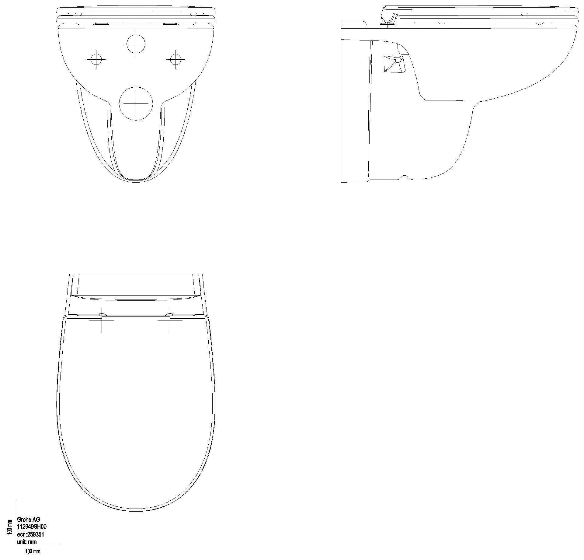 GROHE Wand-Tiefspül-WC Set Bau Keramik 112949 für UP-Spülkasten alpinweiß