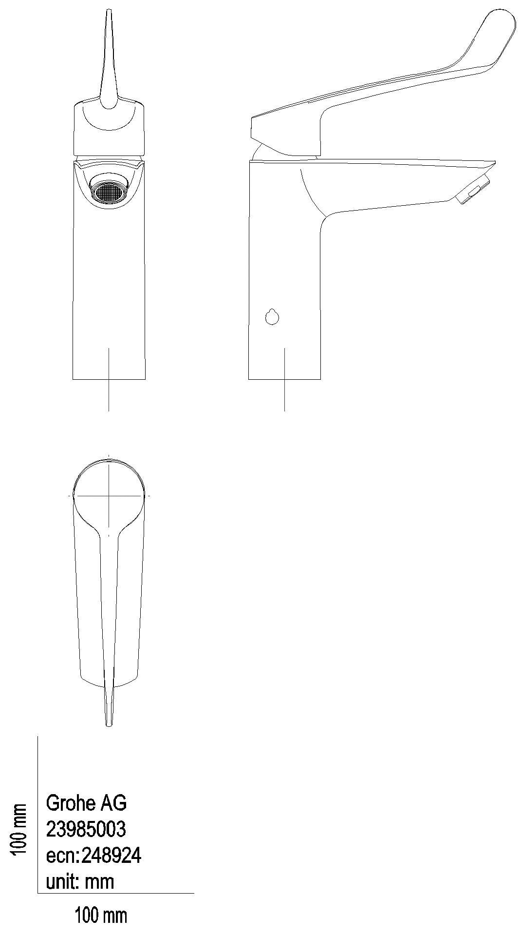 GROHE EH-WT-Batterie Eurosmart 23985_3 M-Size Verbrühschutz langer Hebel chrom