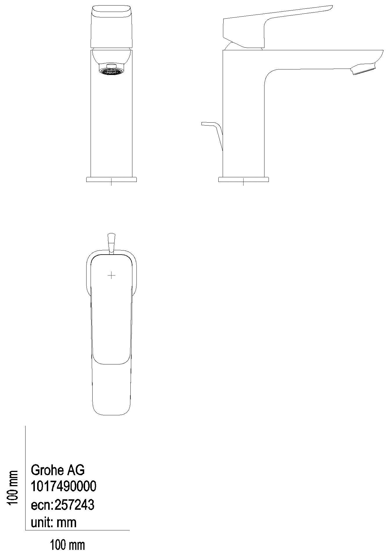 GROHE EH-Waschtischbatterie Cubeo 101749 M-Size Zugstangen-Ablaufgarnitur chrom