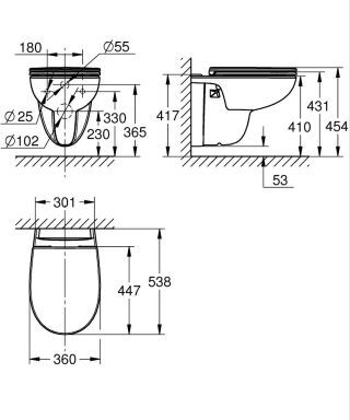 GROHE Bau Keramik Wand-Tiefspül-WC Set GROHE - GROHE Bau Keramik Wand-Tiefspül-WC Set