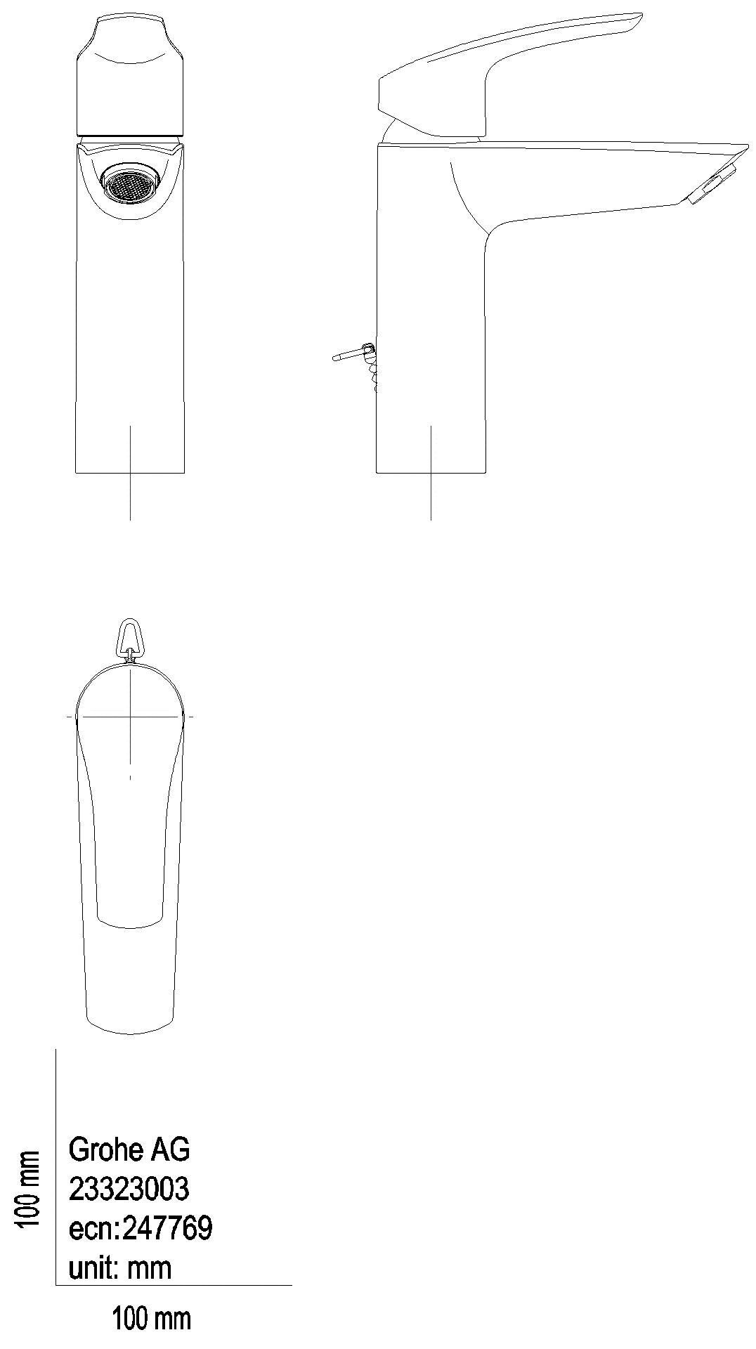 GROHE EH-WT-Batterie Eurosmart 23323_3 M-Size versenkbare Kette chrom